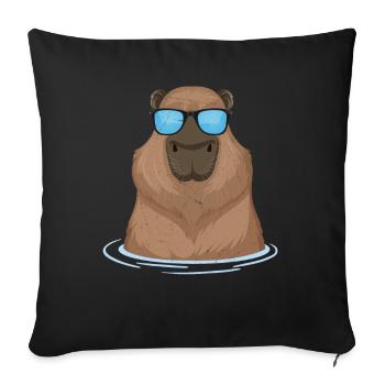 Cool Capybara Lunettes de soleil Rongeurs Capybaras - Housse de coussin décorative 45 x 45 cm - noir - Devant