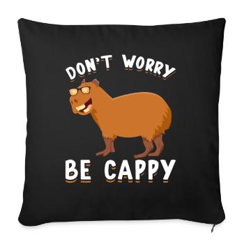 Happy Capybara Funny Rodent Capybaras - Sofa pillowcase 17,3'' x 17,3'' (45 x 45 cm) - black - Front