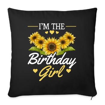 Birthday Girl Sunflower Girl Flower - Sofa pillowcase 17,3'' x 17,3'' (45 x 45 cm) - black - Front