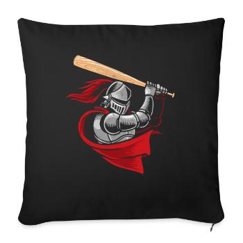 Joueur de baseball chevalier médiéval - Housse de coussin décorative 45 x 45 cm - noir - Devant