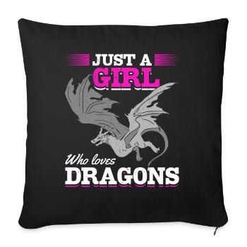 Girl Dragon Lovers Medieval - Sofa pillowcase 17,3'' x 17,3'' (45 x 45 cm) - black - Front