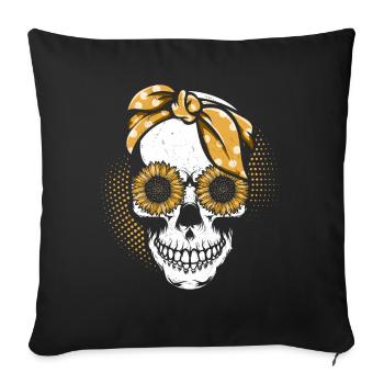 Crâne Tournesol Mère jardinage Mère - Housse de coussin décorative 45 x 45 cm - noir - Devant
