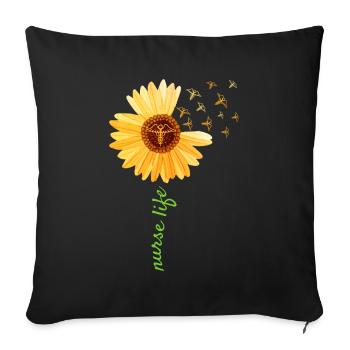 Krankenschwester Sonnenblume Frauen - Sofakissenbezug 45 x 45 cm - Schwarz - Vorne