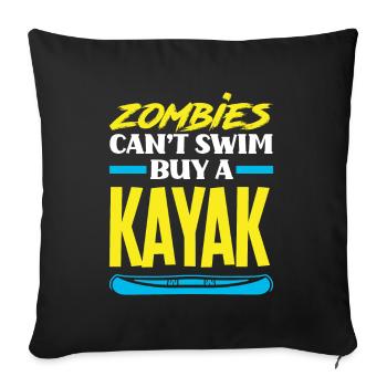 Kayak Canoë - Housse de coussin décorative 45 x 45 cm - noir - Devant