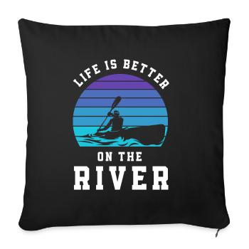 Kayak Canoë - Housse de coussin décorative 45 x 45 cm - noir - Devant