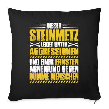 Steinmetz Steinbildhauer Stonemason Stone Mason - Sofakissenbezug 45 x 45 cm - Schwarz - Vorne