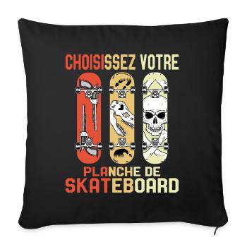 Planche à roulettes vintage - Housse de coussin décorative 45 x 45 cm - noir - Devant