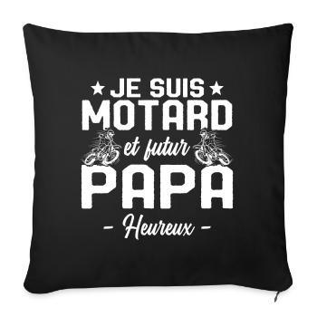 Je suis Motard et Futur Papa Cadeau - Housse de coussin décorative 45 x 45 cm - noir - Devant