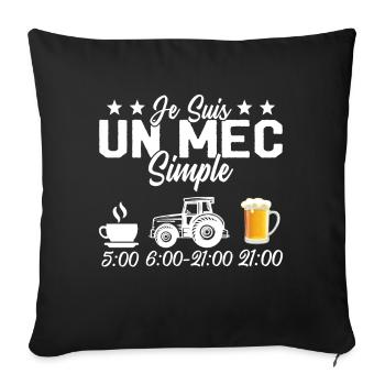 Je Suis Un Mec Simple Cafe Tracteur l'apéro - Housse de coussin décorative 45 x 45 cm - noir - Devant