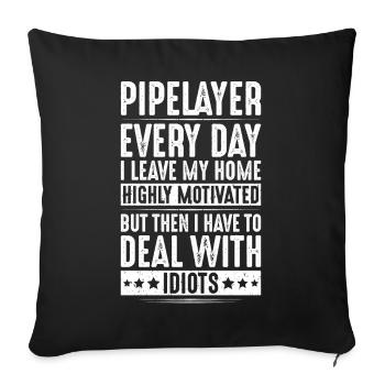 Pipeline Constructor Pipeline Construction Pipelayer - Sofa pillowcase 17,3'' x 17,3'' (45 x 45 cm) - black - Front
