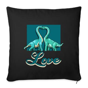 Love Brachiosaurus Dinosaurier Herz Paar Liebe - Sofakissenbezug 45 x 45 cm - Schwarz - Vorne