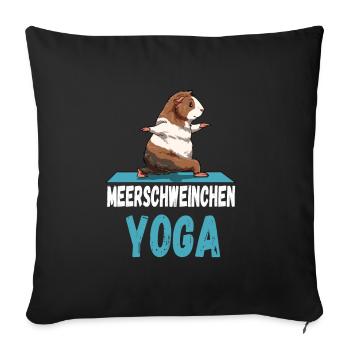 Yoga Meerscheinchen Yogaübung Stretching Dehnen - Sofakissenbezug 45 x 45 cm - Schwarz - Vorne