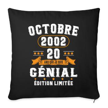 20 Ans Anniversaire Vintage Né(e) en Octobre 2002 - Housse de coussin décorative 45 x 45 cm - noir - Devant