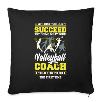Drôle d’entraîneur de volleyball - Housse de coussin décorative 45 x 45 cm - noir - Devant