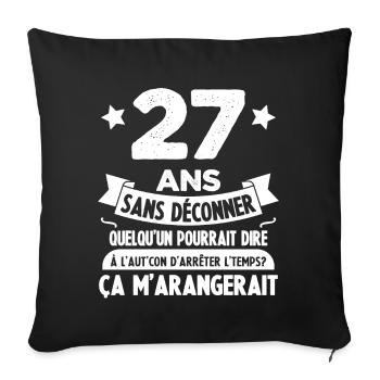 27 Ans anniversaire 27 anniversaire cadeau 27 ans - Housse de coussin décorative 45 x 45 cm - noir - Devant