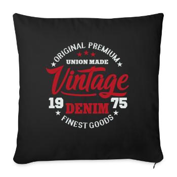 College Vintage Denim Design Original premium good - Sofa pillowcase 17,3'' x 17,3'' (45 x 45 cm) - black - Front