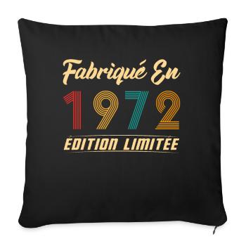 Fabriqué en 1972 Cadeau D’anniversaire - Housse de coussin décorative 45 x 45 cm - noir - Devant