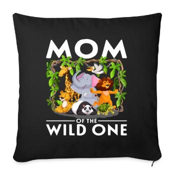 Mom Birthday Boys Girls Zoo - Sofa pillowcase 17,3'' x 17,3'' (45 x 45 cm) - black - Front