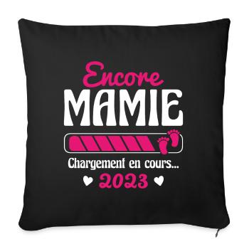Encore Mamie En 2023 Cadeau Future Grand-mère - Housse de coussin décorative 45 x 45 cm - noir - Devant