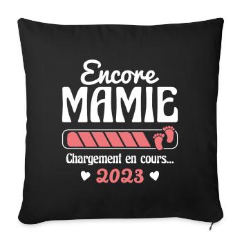 Encore Mamie En 2023 Cadeau Future Grand-mère - Housse de coussin décorative 45 x 45 cm - noir - Devant