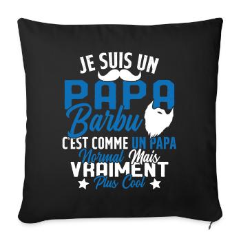 Papa Barbu Humour Cadeau Fête des Pères - Housse de coussin décorative 45 x 45 cm - noir - Devant