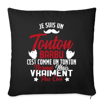Tonton Barbu Humour Cadeau Onlce - Housse de coussin décorative 45 x 45 cm - noir - Devant