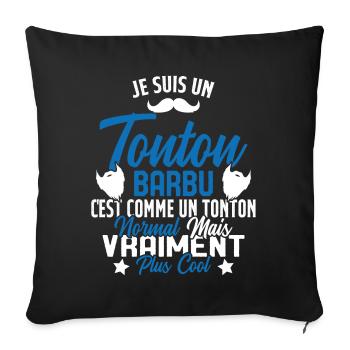 Tonton Barbu Humour Cadeau Onlce - Housse de coussin décorative 45 x 45 cm - noir - Devant