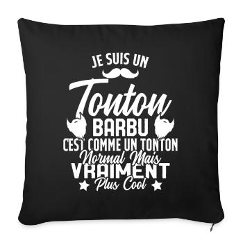 Tonton Barbu Humour Cadeau Onlce - Housse de coussin décorative 45 x 45 cm - noir - Devant