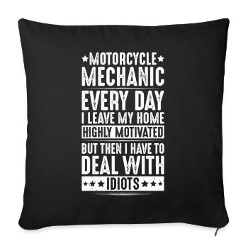Ingénieur mécatronique à deux roues Mécanicien Moto - Housse de coussin décorative 45 x 45 cm - noir - Devant