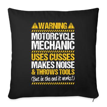 Ingénieur mécatronique à deux roues Mécanicien Moto - Housse de coussin décorative 45 x 45 cm - noir - Devant