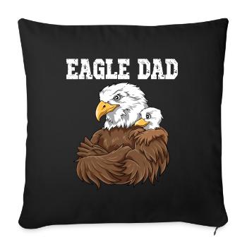 Eagle Dad Eagle Papa und Baby Papa Vatertag - Sofakissenbezug 45 x 45 cm - Schwarz - Vorne