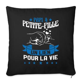 Papi & Petite Fille Grand Père Papy Cadeau - Housse de coussin décorative 45 x 45 cm - noir - Devant