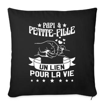 Papi & Petite Fille Grand Père Papy Cadeau - Housse de coussin décorative 45 x 45 cm - noir - Devant