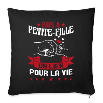Papi & Petite Fille Grand Père Papy Cadeau - Housse de coussin décorative 45 x 45 cm - noir - Devant