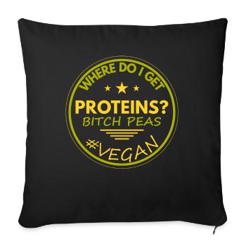 Vegane Proteine sagen lustig vegan - Sofakissenbezug 45 x 45 cm - Schwarz - Vorne