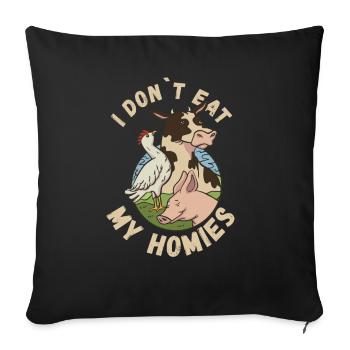 Lustiger veganer Spruch nicht Tiere - Sofakissenbezug 45 x 45 cm - Schwarz - Vorne