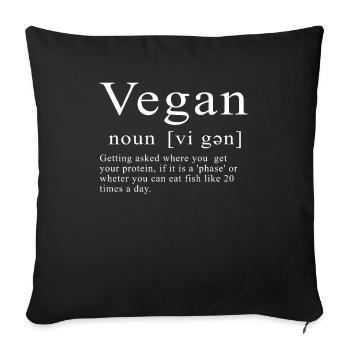 Nom végétalien drôle définition drôle végétalien - Housse de coussin décorative 45 x 45 cm - noir - Devant
