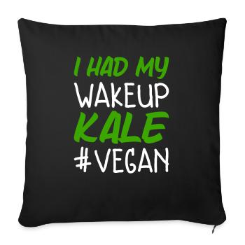 J’ai eu mon réveil Kale drôle végétalien - Housse de coussin décorative 45 x 45 cm - noir - Devant
