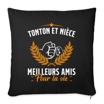 Tonton et Nièce Meilleurs amis pour la vie Cadeau - Housse de coussin décorative 45 x 45 cm - noir - Devant