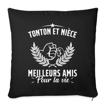 Tonton et Nièce Meilleurs amis pour la vie Cadeau - Housse de coussin décorative 45 x 45 cm - noir - Devant