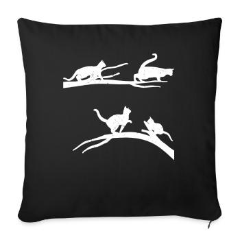 Chaton ludique Arbre Mignon Chaton - Housse de coussin décorative 45 x 45 cm - noir - Devant