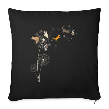 Cats Dandelion Cute Cat Flowers - Sofa pillowcase 17,3'' x 17,3'' (45 x 45 cm) - black - Front
