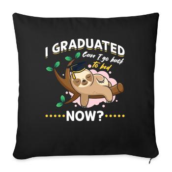 Graduation Paresseux Hommes Femmes Diplômés - Housse de coussin décorative 45 x 45 cm - noir - Devant