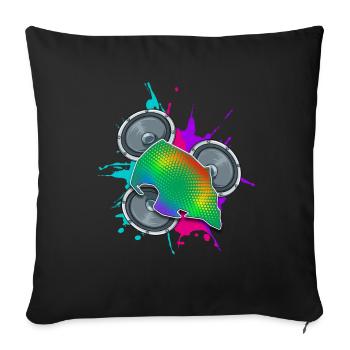 Fehmarn Lautsprecher Musik Bunt Insel - Sofakissenbezug 45 x 45 cm - Schwarz - Vorne