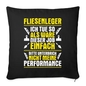 Fliesenleger Plattenleger Mosaikleger Floor Tiler - Sofakissenbezug 45 x 45 cm - Schwarz - Vorne