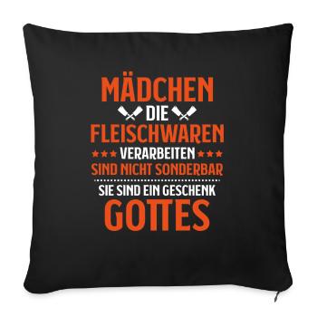 Fleischer Metzger Fleischerei Metzgerei Butcher - Sofakissenbezug 45 x 45 cm - Schwarz - Vorne