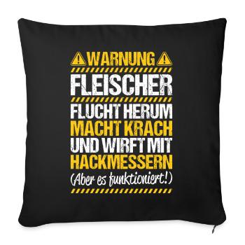 Fleischer Metzger Fleischerei Metzgerei Butcher - Sofakissenbezug 45 x 45 cm - Schwarz - Vorne