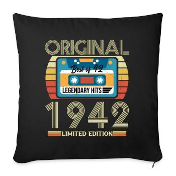Cadeau D'anniversaire Vintage 1942 - Housse de coussin décorative 45 x 45 cm - noir - Devant