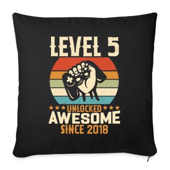 Level 5 Jahre Gaming-Geburtstagsgeschenk freischalten - Sofakissenbezug 45 x 45 cm - Schwarz - Vorne
