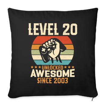 Level 20 Year Unlock Gaming Birthday Gift - Sofa pillowcase 17,3'' x 17,3'' (45 x 45 cm) - black - Front
